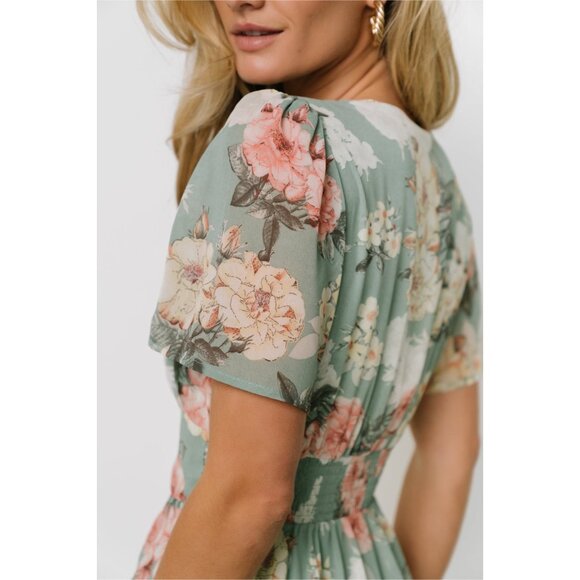 Baltic Born Montaigne Ruffle Maxi Dress in Sage Floral Size L NWOT - Picture 2 of 9